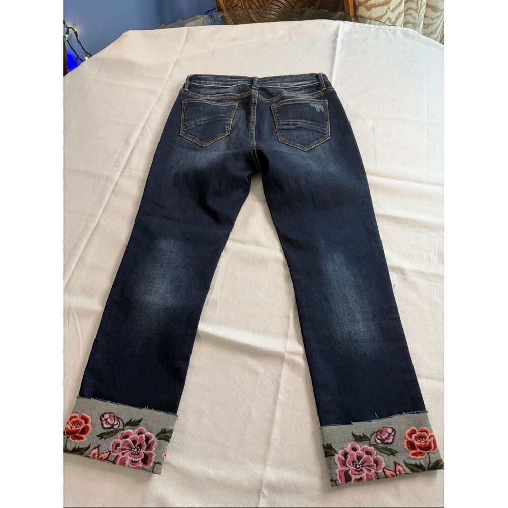 Driftwood Colette Dark Wash Embroidered Cropped Denim Jeans Size 29 - Picture 8 of 9